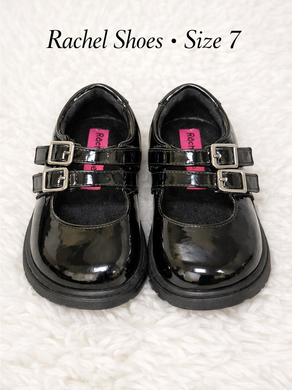 Rachel Girls Black Patent Double Buckle Mary Janes